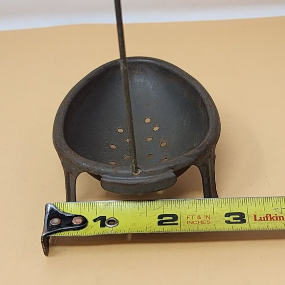 Vintage Footed Metal Egg Poacher Stand Long Lift Rod Farmhouse Rustic Kitchen - Picture 8 of 9